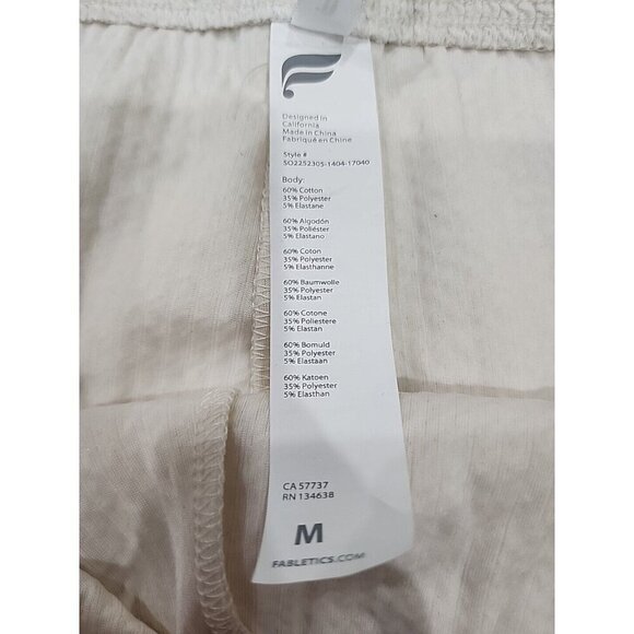 Fabletics Ribbed Shorts Egret Crinkle Knit High Waisted Casual Women's Medium - Picture 7 of 7